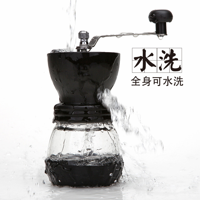 Manual coffee grinder, coffee bean grinder, glass full-body washing crusher, grinding machine, hand-cranked coffee machine details Picture