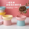 Wholesale of color-blocking ceramic cat bowls with high legs to protect the cervical vertebrae, cat food bowls, cat and dog basins, drinking bowls, and pet snack bowls details Picture