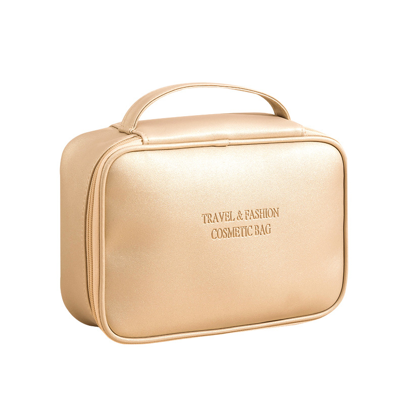Cosmetic bag, women's PU leather waterproof large-capacity travel ins-style toiletry bag, cosmetic storage bag, can be designed with LOGO Item Picture