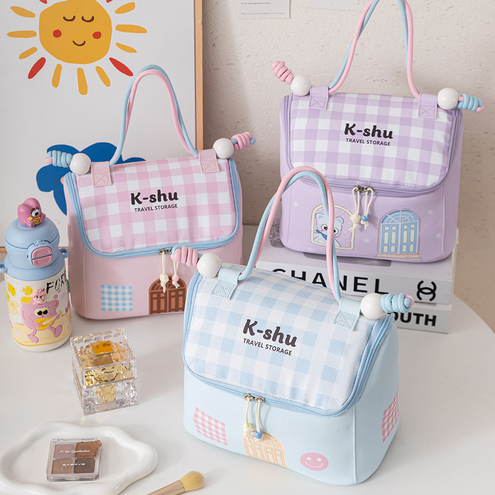 可爱PU房子化妆洗漱包旅行收纳化妆洗漱用品收纳袋口红杂物手提包