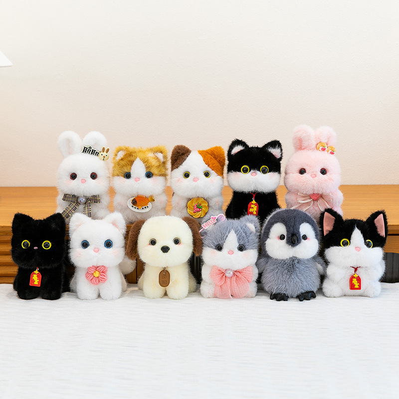 Cute scented pendant, cartoon plush toy pendant, little cat penguin keychain bag hanging, children's learning companion details Picture