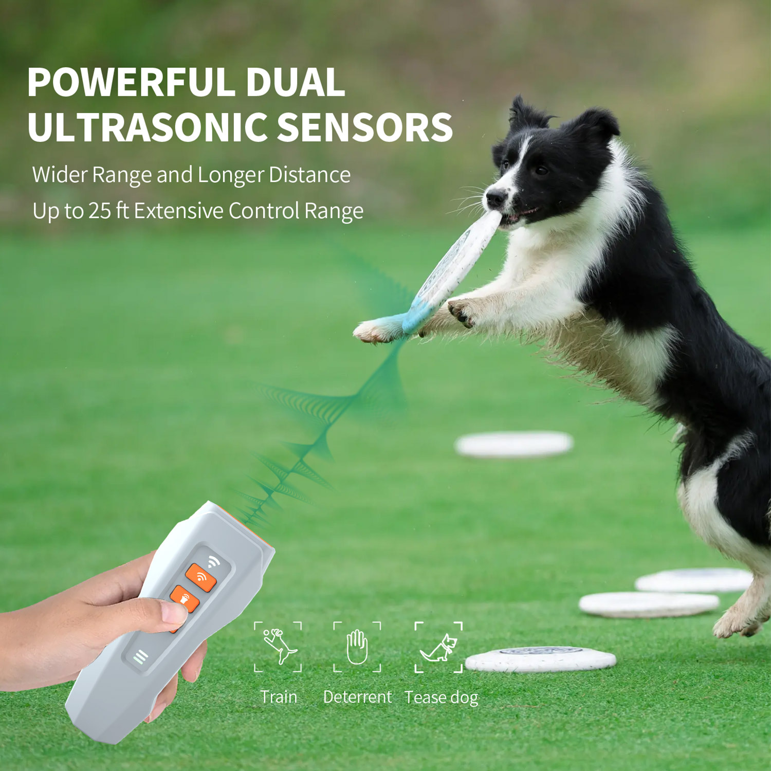 The grey and black ultrasonic anti-barking device is a pet training anti-barking wonder with silent remote control adjustment details Picture