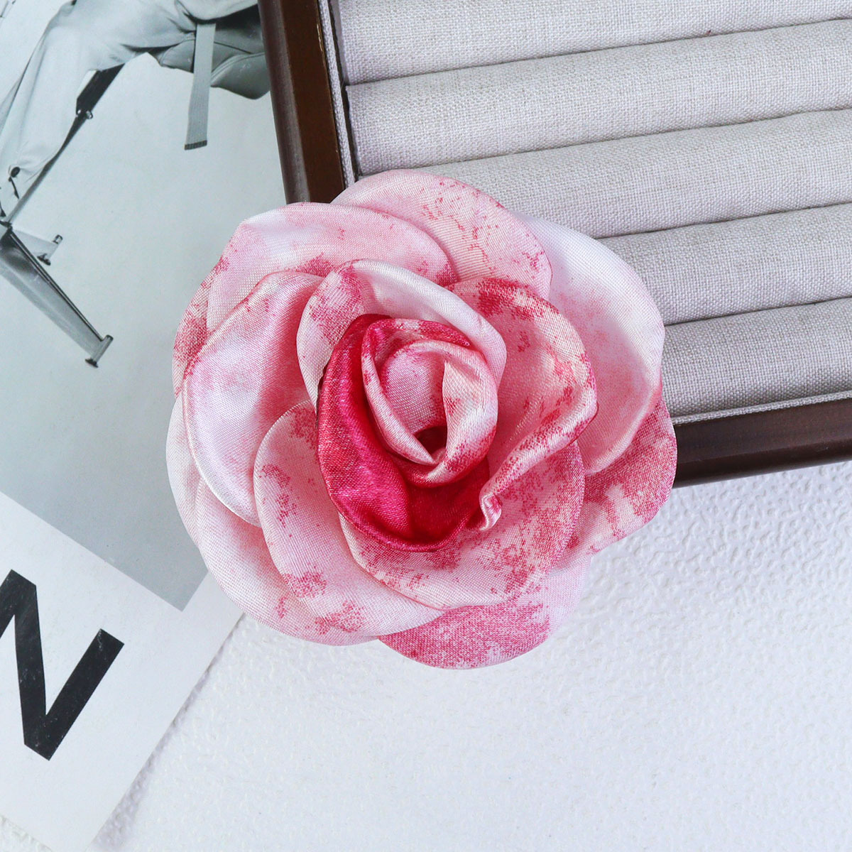 10cm手工立体扎染感玫瑰花朵DIY饰品鞋花包包服装辅料首饰配件详情图3