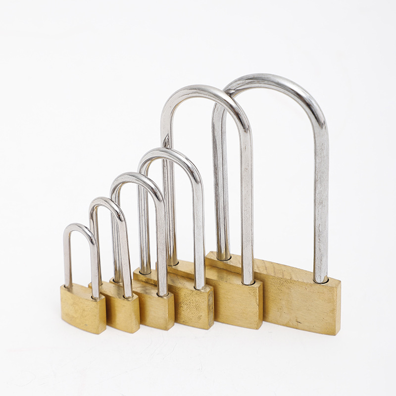 Brass padlock, warehouse door lock, waterproof and rust-proof lock, cabinet lock, independent padlock, thin long beam copper lock, through lock Specification image