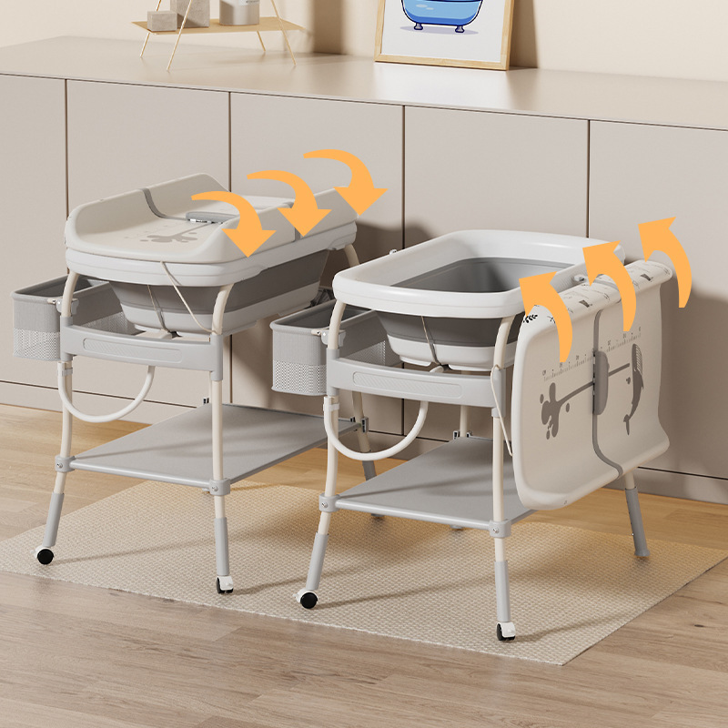 Changing table, baby care table, newborn diaper changing, massage and touch table, bathing and washing integrated with rollers Application Scenario