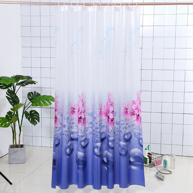 浴帘/透明浴帘/免打孔后门帘/折叠浴室隔断帘/跨境细节图