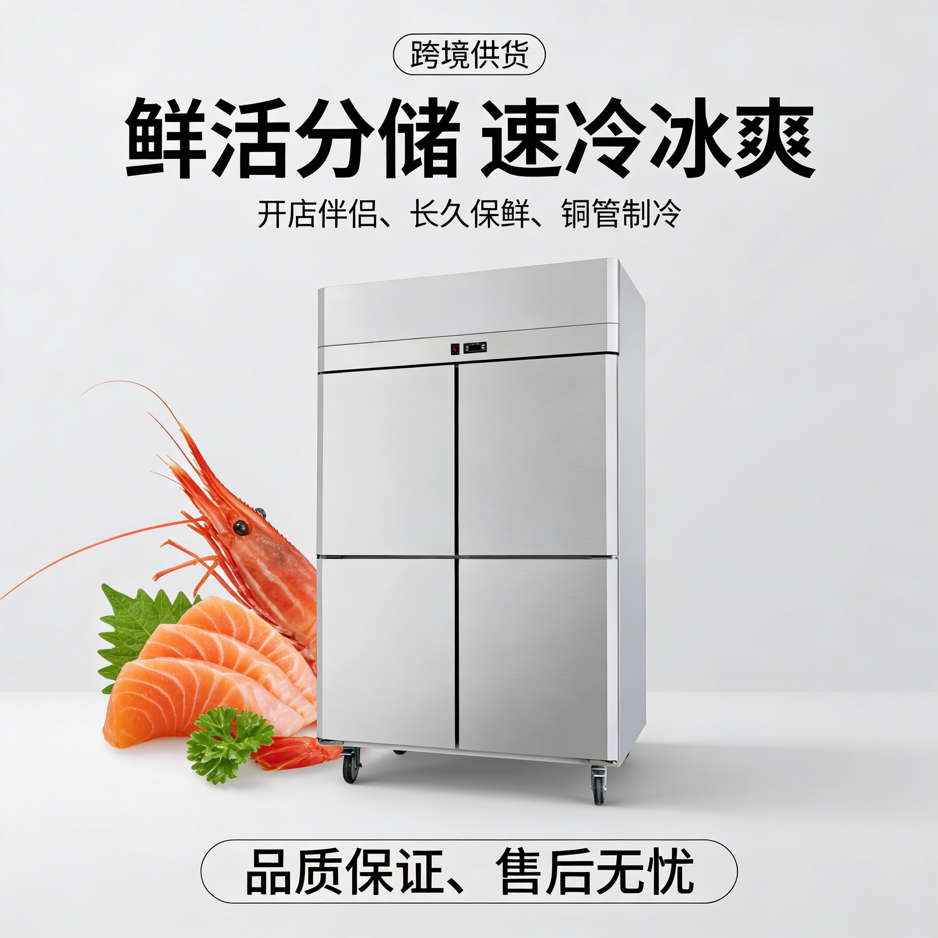 商用双温冷藏冷冻立式四门冰箱保鲜厨房大容量六门冷柜四开门冰柜