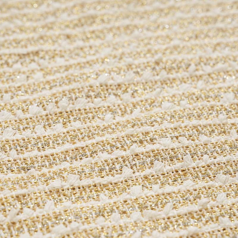 Mokas' Little Chanel fabric, striped gold and silver thread two-color blend, autumn and winter bags, men's and women's outerwear and accessories fabric Specification image