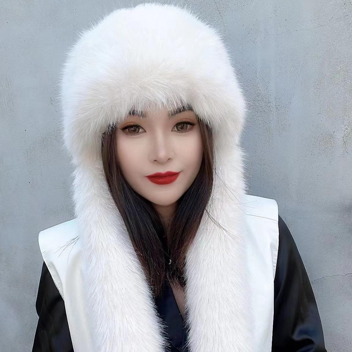 Factory direct sales of plush Lei Feng hats, suitable for both men and women, with mink wool long-haired locomotive caps, thickened for warmth and ear protection in winter Application Scenario