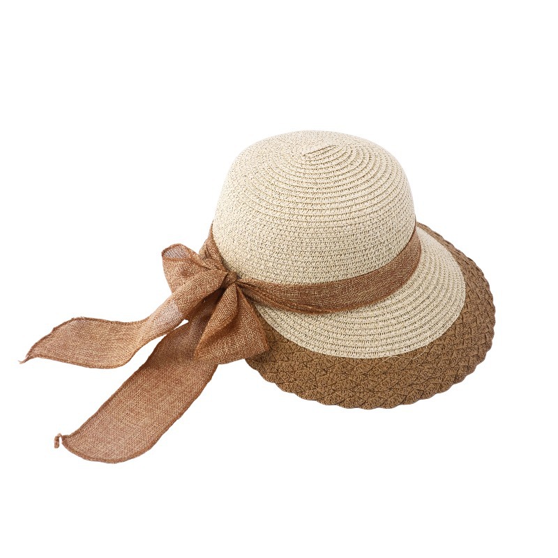 Top hat, flat-topped straw hat, women's summer beach trip, versatile sun protection hat, men's straw woven sun hat, women's beach hat Item Picture