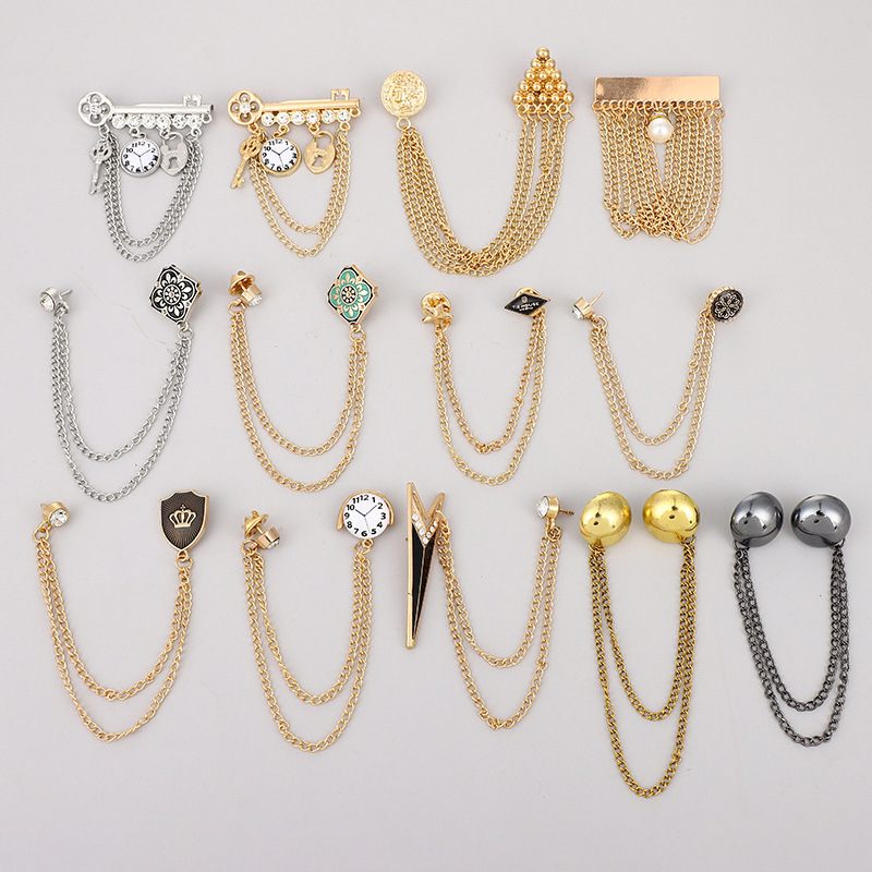 简约流苏链条胸针ins男女外套衬衫复古胸花上衣混搭饰品几何型