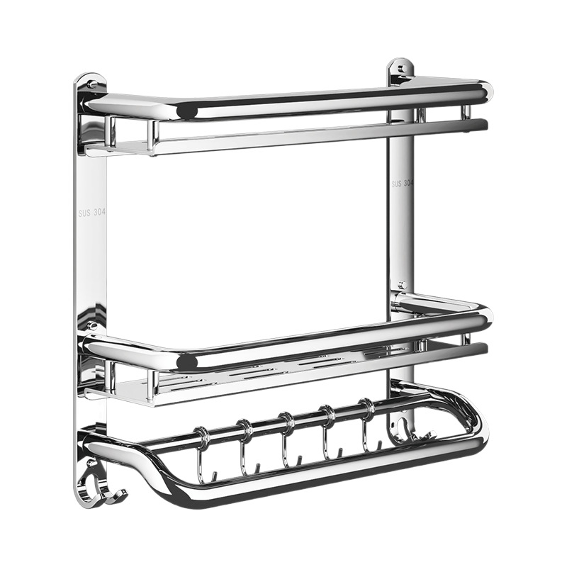 304 stainless steel bathroom storage rack, wall-mounted storage rack without drilling in the bathroom, storage rack, toilet towel rack Item Picture