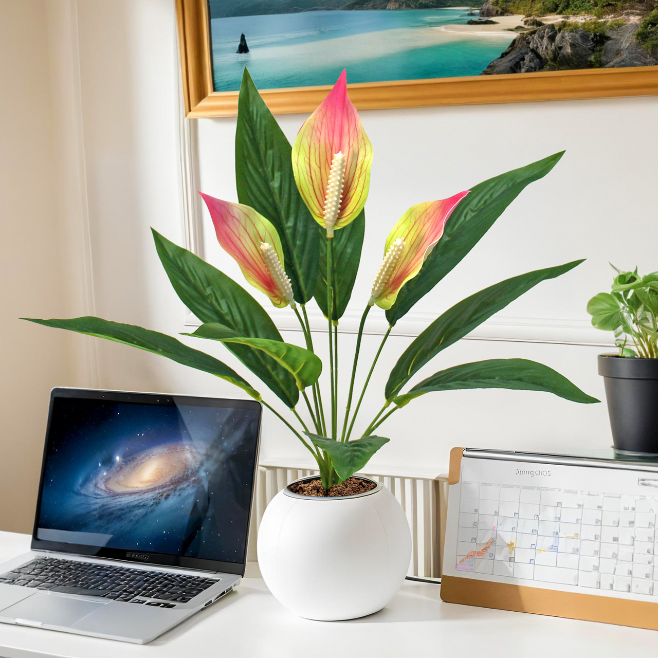 Artificial flowers: outdoor white anthurium, garden decoration, restaurant partition flowers, indoor red anthurium, indoor plastic anthurium, artificial plants