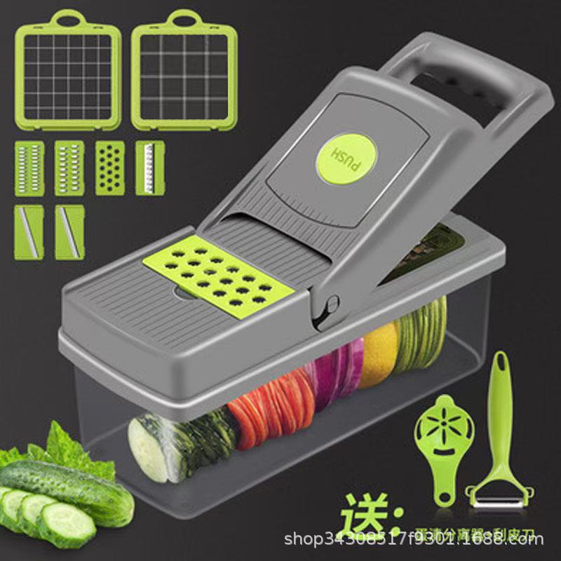 Dual-head button 16set vegetable cutter, a multi-functional vegetable cutter, a best-selling vegetable cutter