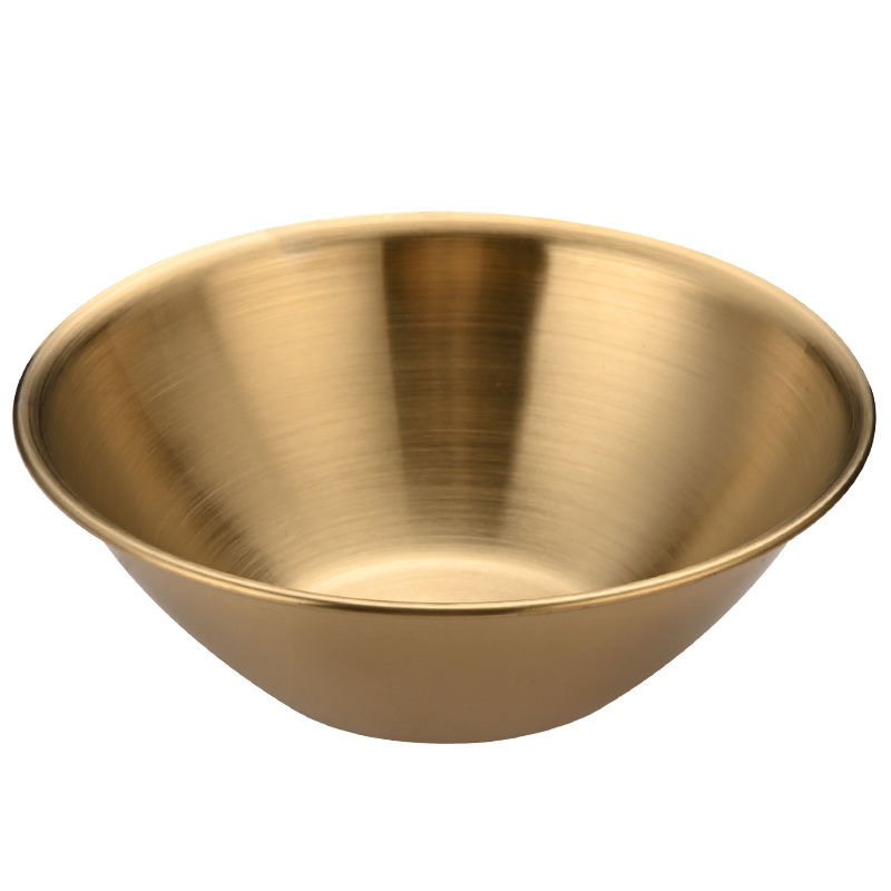 V型碗不锈钢韩式单层沙拉碗金色餐碗火锅店调料碗商用小吃碗卷边白底实物图