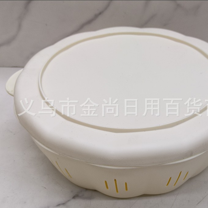 Light luxury internet-famous salad bowl with lid and hammer pattern, household plastic salad bowl, Japanese-style living room creative transparent fruit plate Specification image