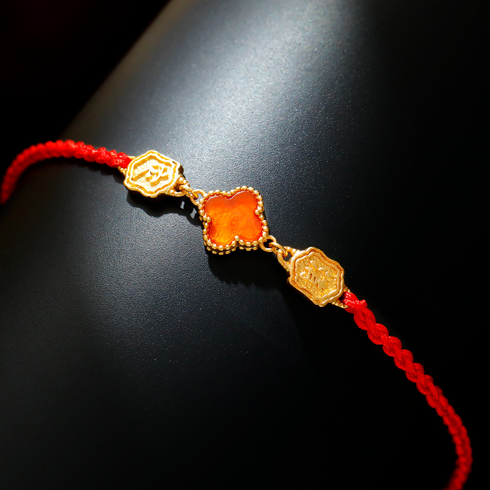 Hyacinth's zodiac year red string bracelet, hand-woven bracelet, niche design, red agate accessory, will be a bestseller on Douyin in 2025 details Picture
