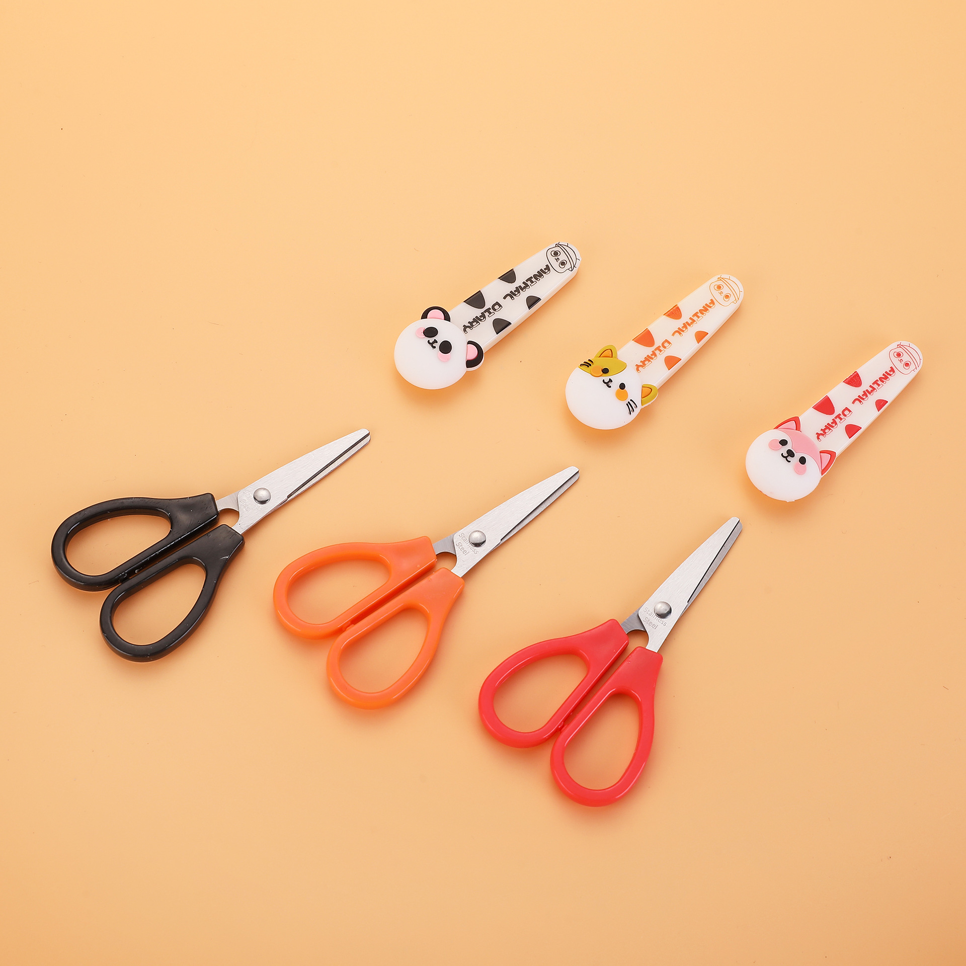 Pioneer 1245 Cartoon sheathed Scissors, stainless steel scissors, student paper-cutting, handicrafts, art homework, office supplies Specification image