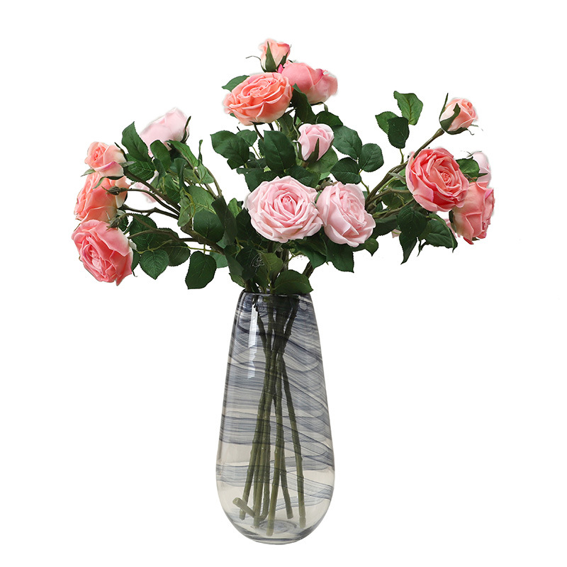 若惜3头手感保湿甜心玫瑰 北欧ins家居装饰摄影摆件 假花厂家批发白底实物图