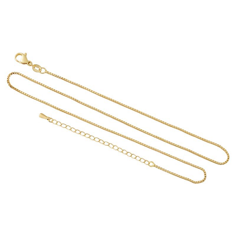 Copper-plated real gold color-preserving collarbone chain, box chain, extension chain, high-end fashionable thick chain, sweater chain wholesale Item Picture
