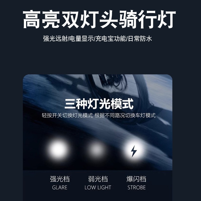 2024 New dual-head bicycle headlight type-c Charging high-capacity with digital display high-lumen riding light Application Scenario
