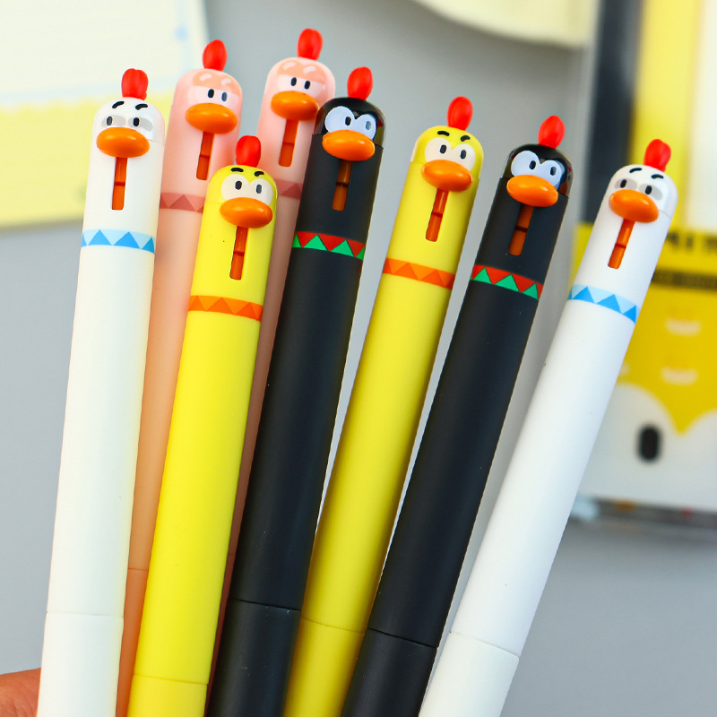 Cute and adorable little pet chick press the gel pen to relieve stress. Fun stationery, student practice pen, black ST quick-drying signature pen full figure