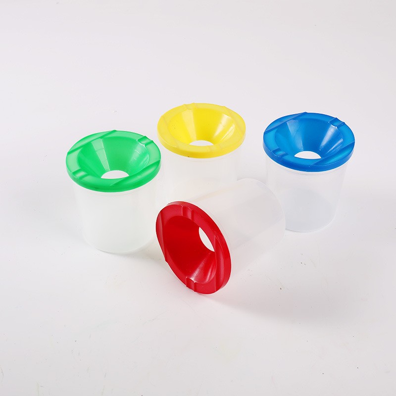 Qianhui Children's plastic colored Paint Cup, anti-spill plastic cup, Children's drawing and doodling pen washing cup, color mixing cup details Picture