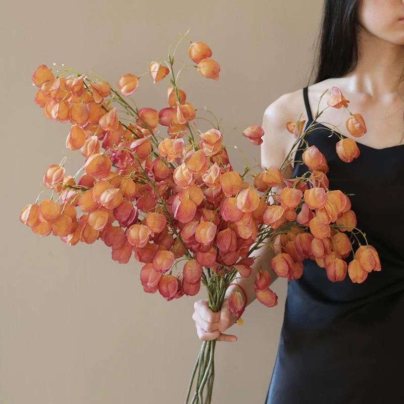 高级轻奢风灯笼花仿真假花客厅玄关落地摆件婚庆礼堂花束花艺装饰