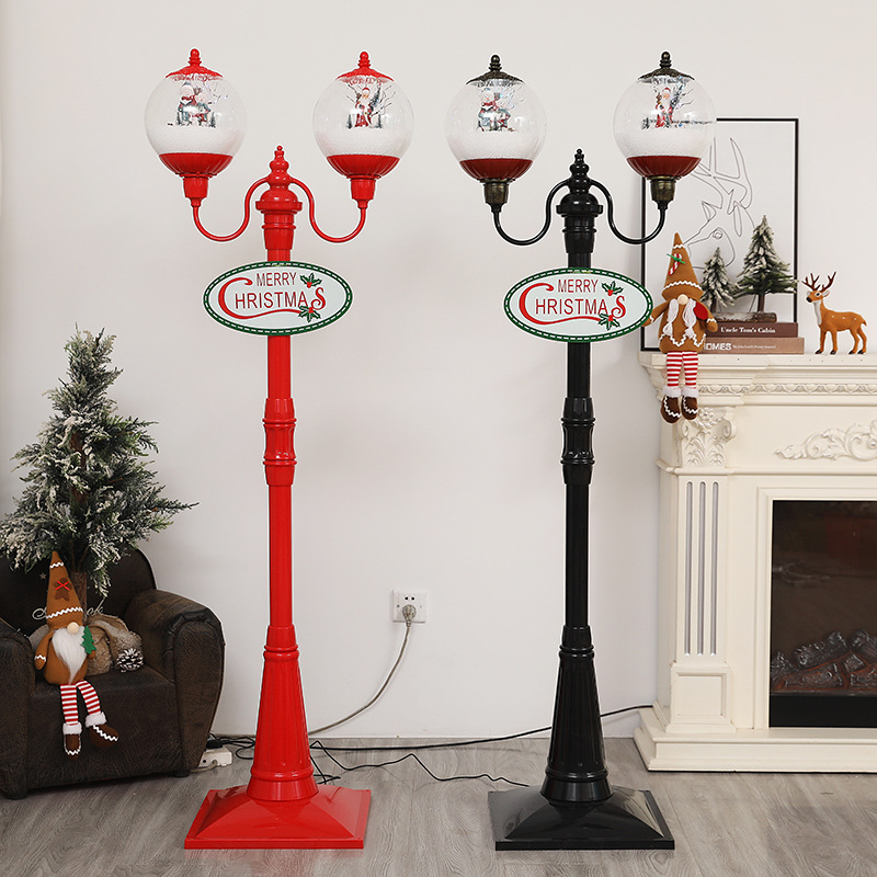 New Christmas decorations: Snowflakes, European-style balls, double-headed street lamps, music snow lights, living room and hotel festival display lights