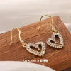 New heart-shaped zircon pendant ear buckle French light luxury niche fashion earrings, European and American export earrings wholesale details Picture