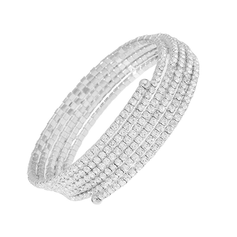 Cross-border European and American fashion, individual and trendy multi-layer wrapped bracelets, elastic water diamond bracelets, versatile accessories for parties and gatherings wholesale Item Picture