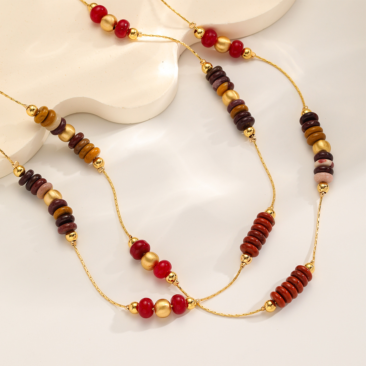 Nasha Cross-border exclusive Maillard natural stone sweater chain long style, high-end and non-fading necklace accessory for women long style Specification image