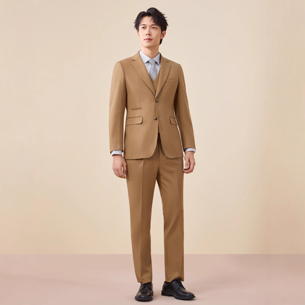 Tian Si Acetic Acid high-end navy blue suit set for men Application Scenario
