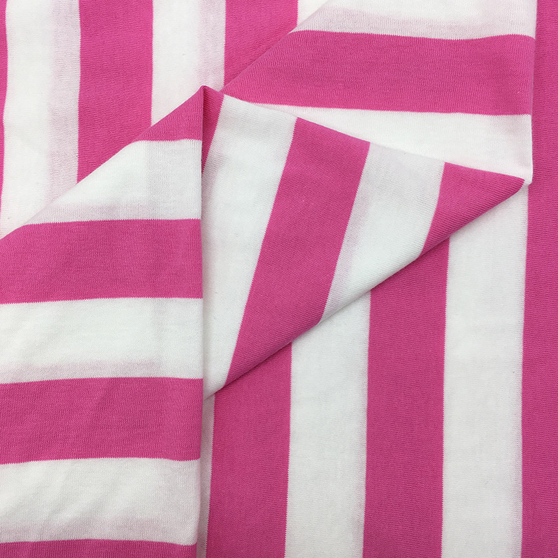 21-strand non-elastic knitted striped fabric 180g all-cotton single-sided colored horizontal striped fabric spring and summer T-shirt fabric Specification image