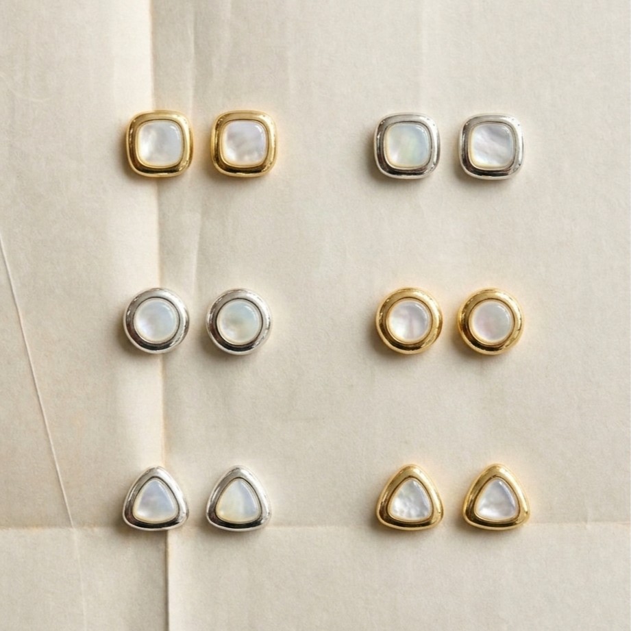 Geometric three-dimensional shell series copper gold-plated S925 sterling silver needle elegant light luxury ear studs women's niche high-end earrings
