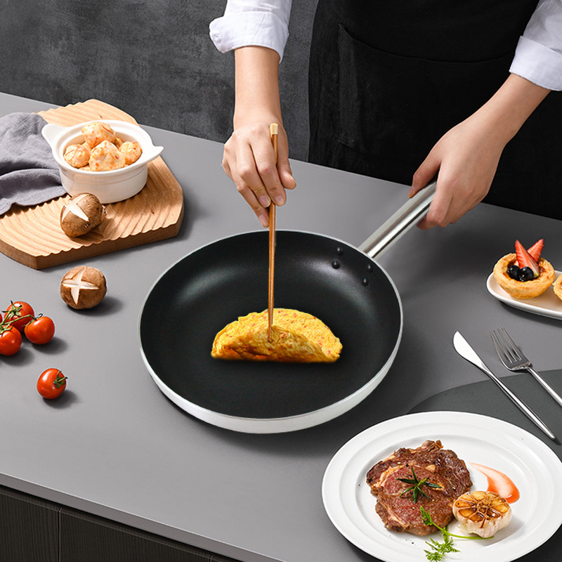 Commercial non-stick frying pan, household frying pan, steak, multi-sized pancake pan, aluminum induction cooker, gas universal details Picture