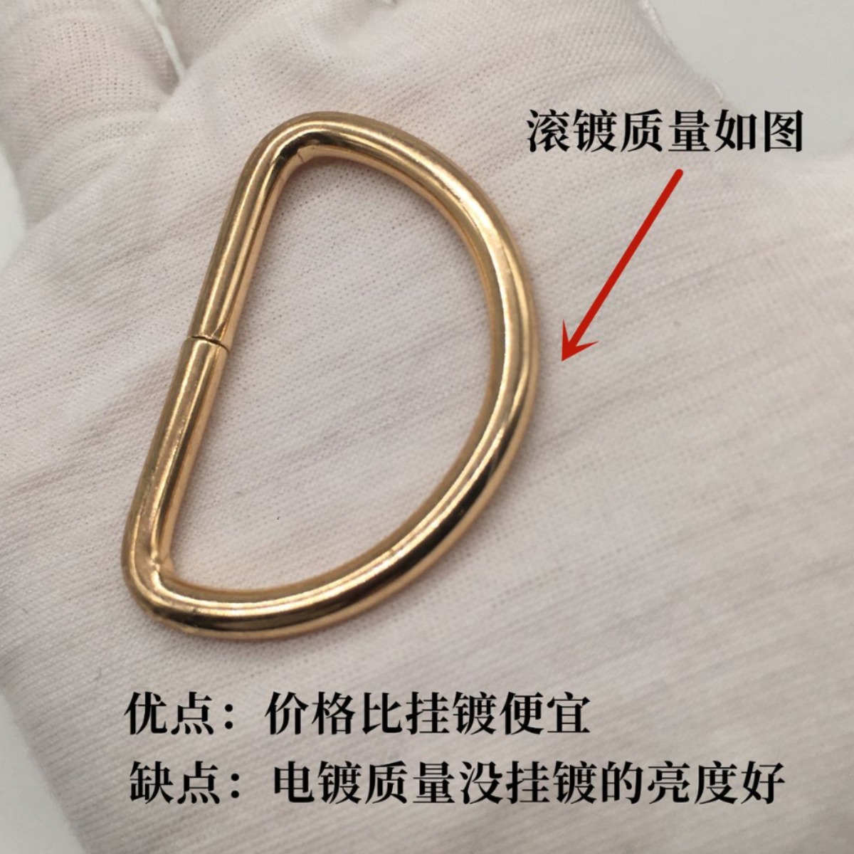 Clothing and luggage hardware D-buckle webbing bag accessories belt D-shaped ring buckle metal semi-circular D-shaped buckle D-shaped buckle Specification drawing