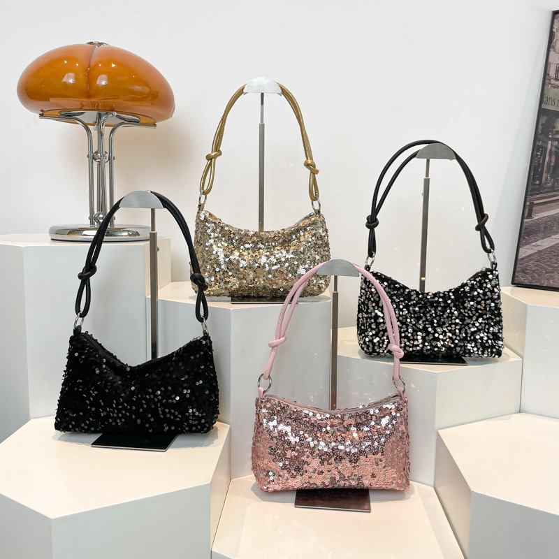 Cross-border bestsellers, trendy and versatile high-quality sequined bags, fashionable and simple single-shoulder bags, fresh and clean bags, fashionable and trendy single-shoulder crossbody bags, casual sequined women's bags details Picture