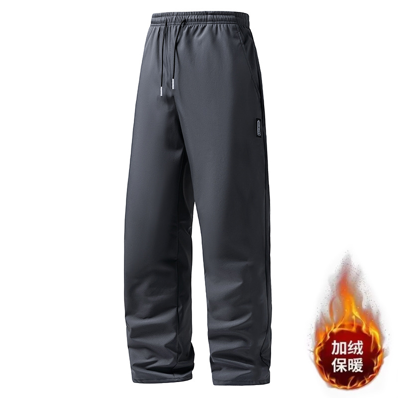 Men's casual pants with less shirt and fleece for warmth, winter thickened Korean-style large-sized cross-border straight-leg long pants, and sport pants Specification drawing