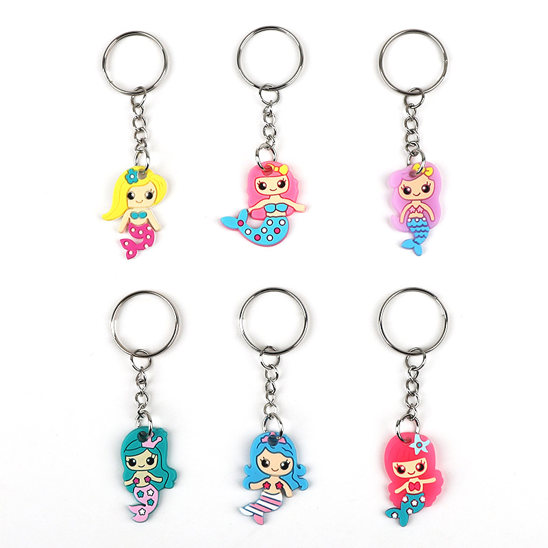 亚马逊PVC软胶钥匙扣广告小礼品美人鱼钥匙扣包包挂件公仔批发