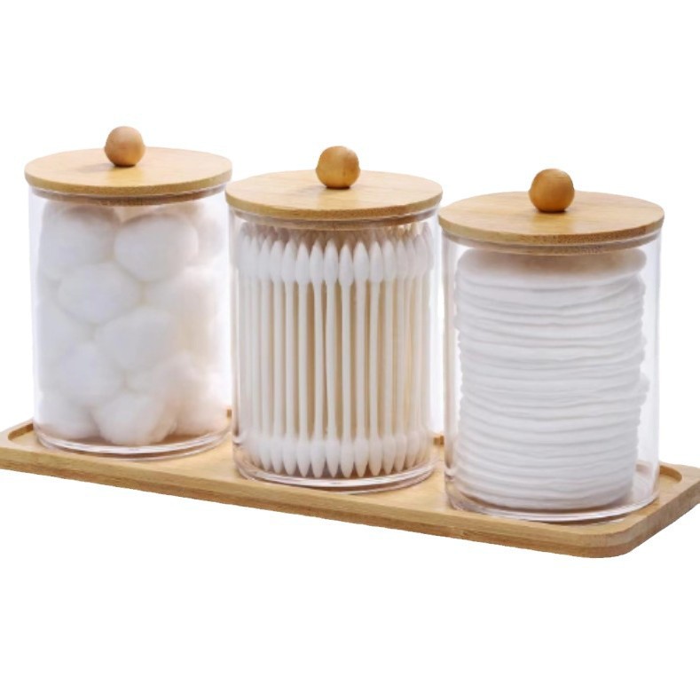 Free combination exclusive cotton swab storage box, makeup remover cotton storage jar, bathroom cosmetics organization and storage box, box set Item Picture