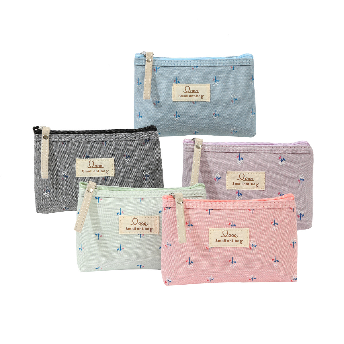 Cross-border printed canvas cosmetic bag, waterproof portable for women, Ins-style letter student pen case, travel storage toiletry bag Item Picture