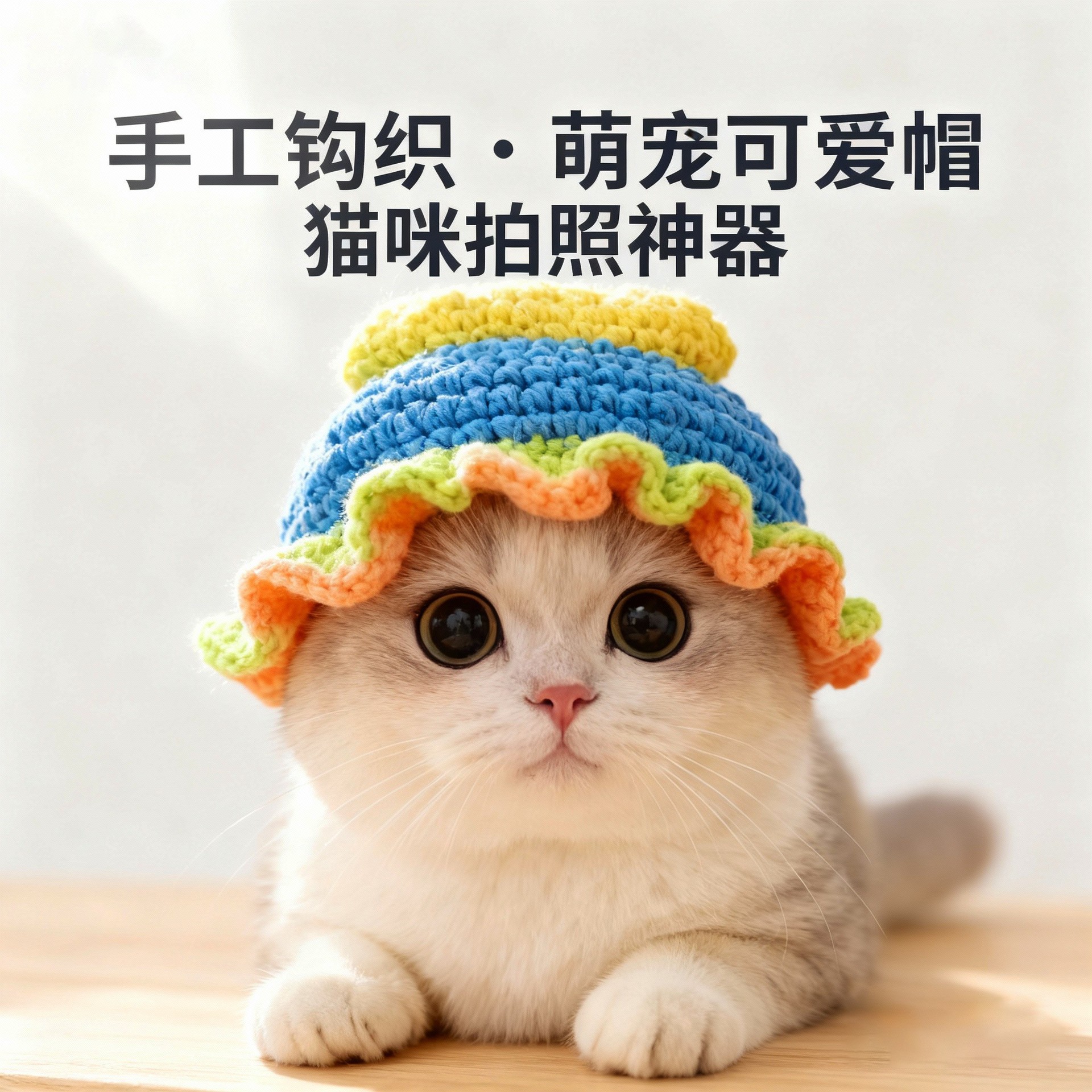 纯手工女仆喇叭花太阳帽宠物草帽变装帽猫咪帽子英短可爱呆萌