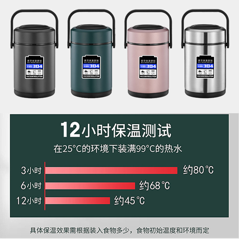 304 stainless steel insulated lunch box, large-capacity insulated bucket, three-layer and multi-layer bento box for adults and students Specification image