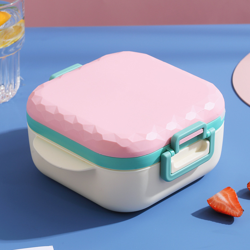 Nordic InS-style modern sealed lunch box, student dormitory bento box with lid, multi-functional compartments bowl with fork and spoon Application Scenario