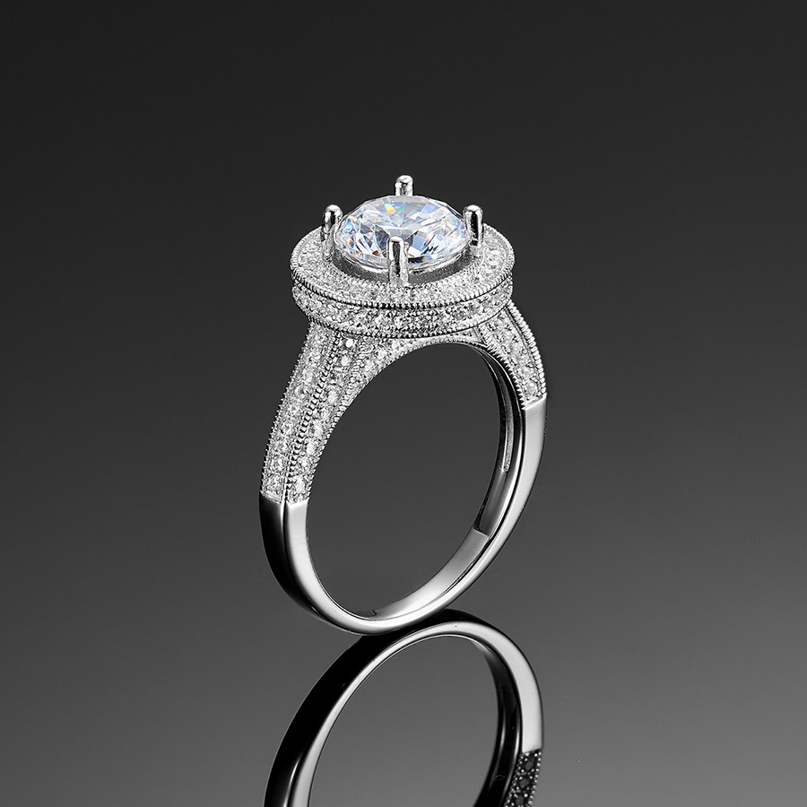 戒指/戒指女/铜微镶戒指/婚戒/银饰戒指细节图