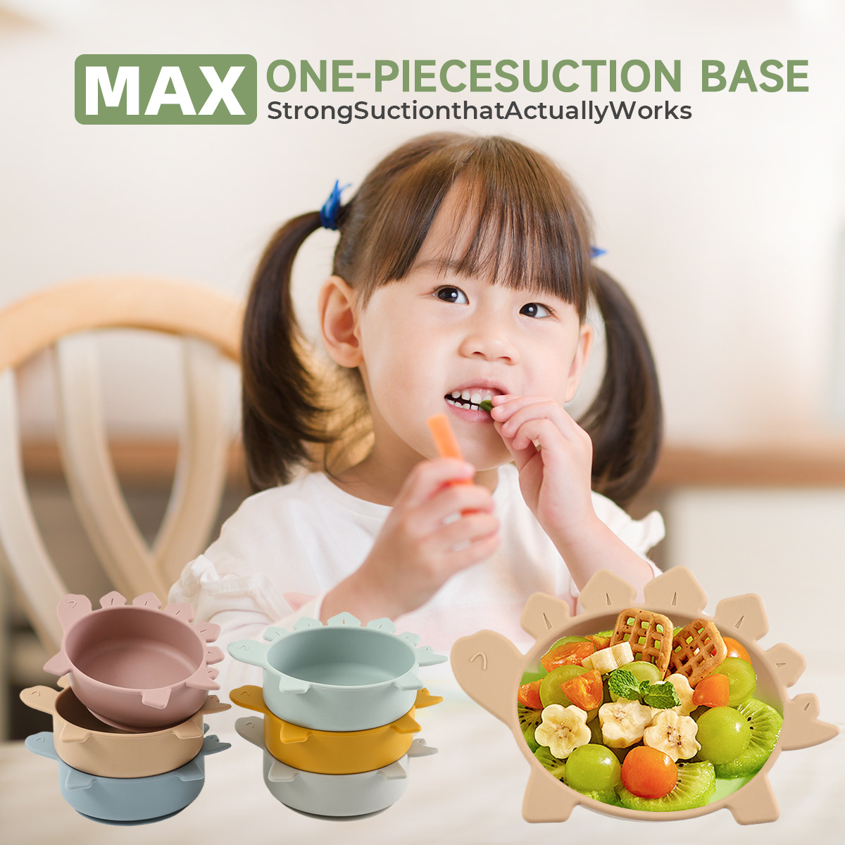 儿童辅食餐具硅胶餐盘 跨境新款食品级硅胶碗宝宝喂养训练乌龟碗