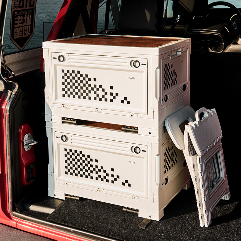 Free shipping: Outdoor camping storage box, folding box, camping picnic organizing storage box, car trunk box, camping details Picture