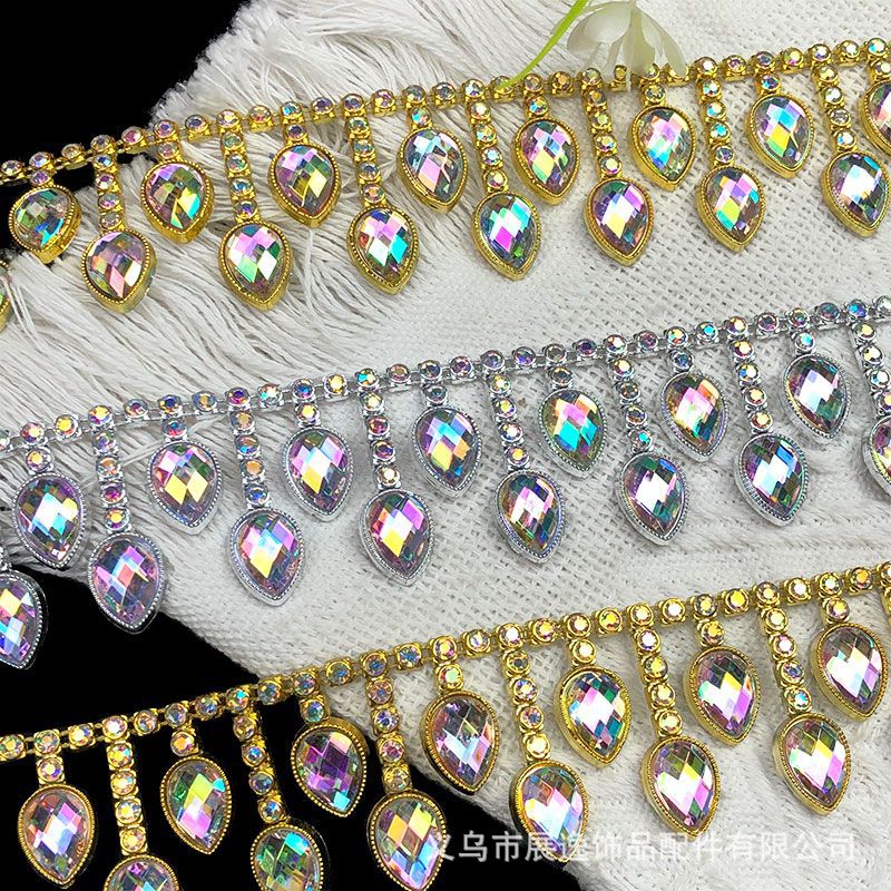 Gold and silver multi-row AB diamond chain handmade DIY gift box, decorative chain, ethnic clothing, shoes and hats matching line diamond chain direct sales Application Scenario