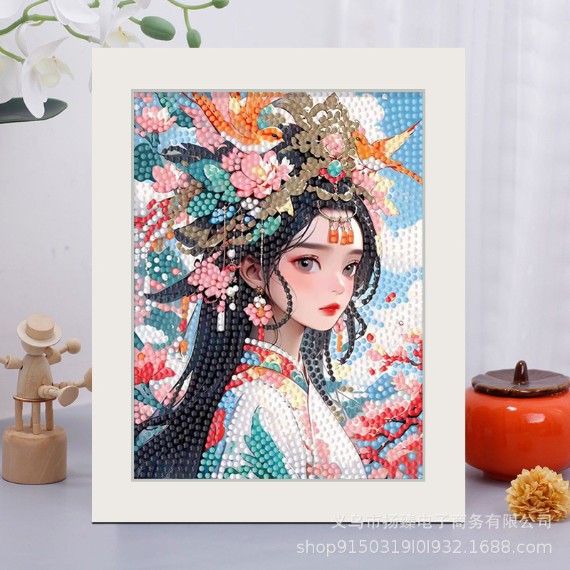 国潮京剧钻石贴画手工diy粘贴画满钻带框送闺蜜女友礼物批发代发